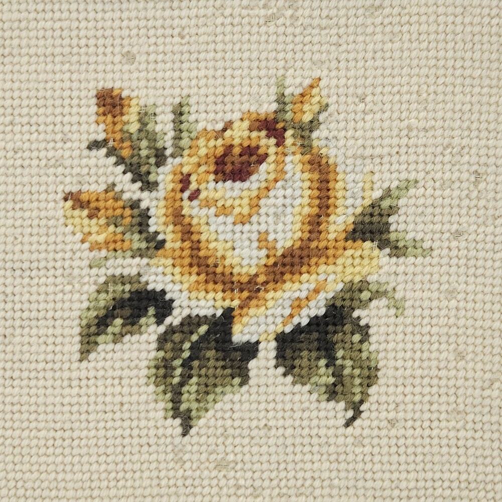 VTG Framed Floral Needlepoint Rose Bouquet Wall Art Cottage Shabby PAIR 8.75" - Picture 5 of 8